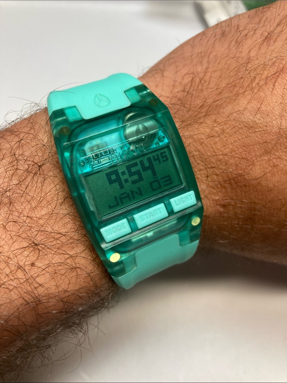 Nixon The Comp S, Teal Green Digital surfer Watch, new battery